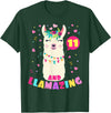Llamazing Birthday Party Outfit Llama Lovers Llamazing 11 Years Old Girl Birthday Cute Llama Alpaca Kids T-Shirt - Dark Green