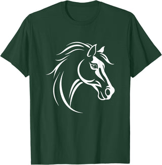 Horse Designs. Horse Equestrian Riding Graphic T-Shirt - Dark Green