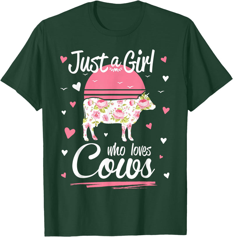 Pack A Punch Just A Girl Who Loves Cows Shirt Vintage T-Shirt - Dark Green