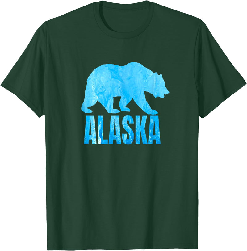 Wild Animal Alaska State Animal Polar Bear Ice Souvenir T-Shirt - Dark Green