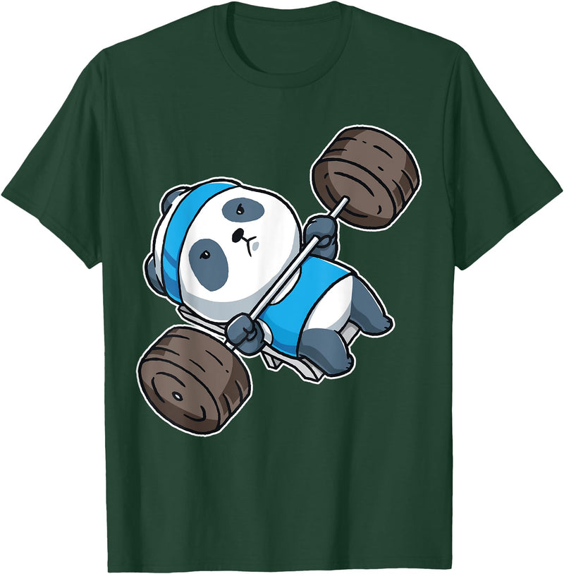 BCC Funny Panda Shirts & Panda Bear Gifts Panda Bear Gym Workout Training Bench Press Weight Lifting T-Shirt - Dark Green