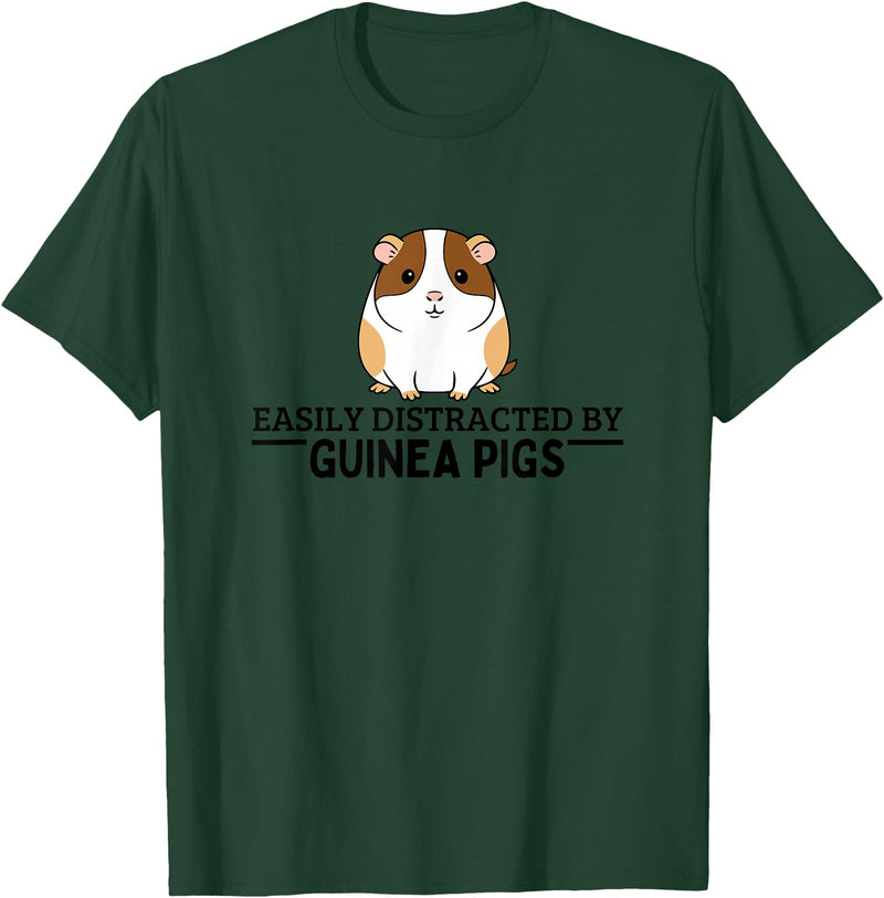 Guinea Pig Hideout Designs Easily Distracted by Guinea Pigs Funny Guinea Pig T-Shirt - Dark Green