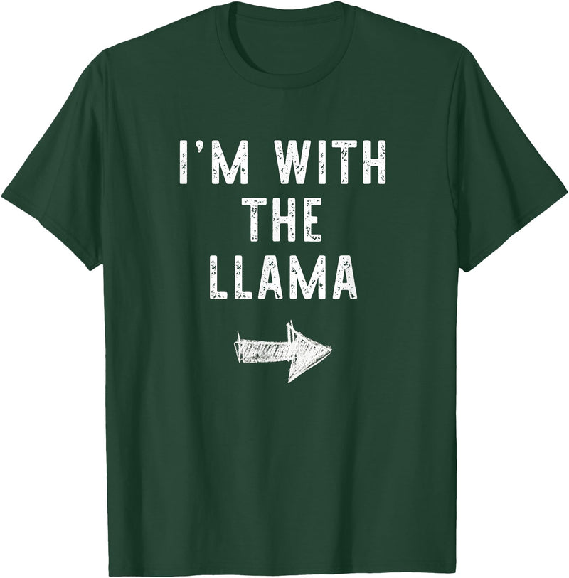 Im With The Llama Halloween Costume I’m with The Llama Funny Halloween Couple Costume T-Shirt - Dark Green