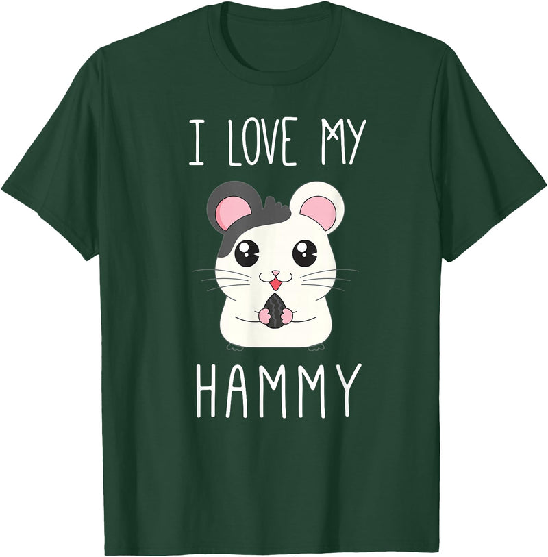 I Love My Hammy T Shirt for Hamster Lovers T-Shirt - Dark Green