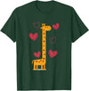 Giraffe Zoo Animal Africa Hearts Valentines Day Gift Idea Love Giraffe T-Shirt - Dark Green