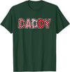 Retro Christmas Valentine Matching Family Tees Hearts Buffalo Plaid Dad Daddy Valentines Day T-Shirt - Dark Green