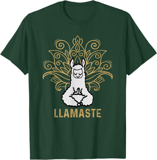 Lama Llamaste Family Summer Sport Yoga Gift Tees Llamaste Yoga Gift For Men Women Kids Lover Llama Yoga T-Shirt - Dark Green