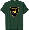 Llamaghini Apparel Co Llamaghini Funny Hillarious Llama Emblem Parody Fun Design T-Shirt - Dark Green