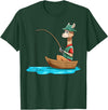 SubliminalFantasy Co. Llama Fishing Llama Fisherman Boat Fishing Lovers T-Shirt - Dark Green