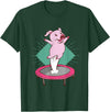 Trampolin-Ferkelausführungen Cute pig jumping on a trampoline T-Shirt - Dark Green