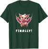 When The Pigs Fly: Gifts for Moms Kids Farmers Finally, Cute Pink Pig Flying When The Pigs Fly Saying Funny T-Shirt - Dark Green