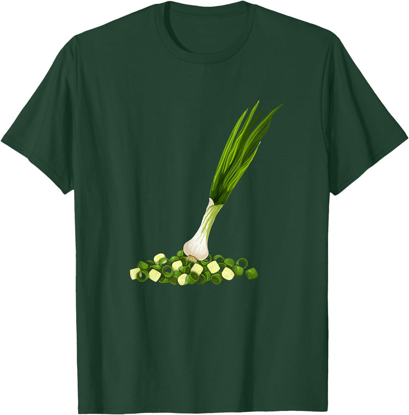 Stylish Lazy Halloween Costumes Funny Green Onion Scallion DIY Lazy Halloween Costume T-Shirt - Dark Green