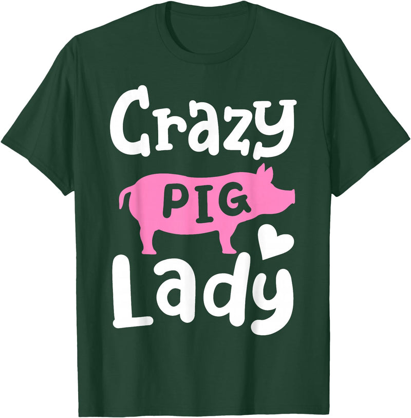 Pig Farm Store Co. Pig Crazy Pig Lady T-Shirt - Dark Green