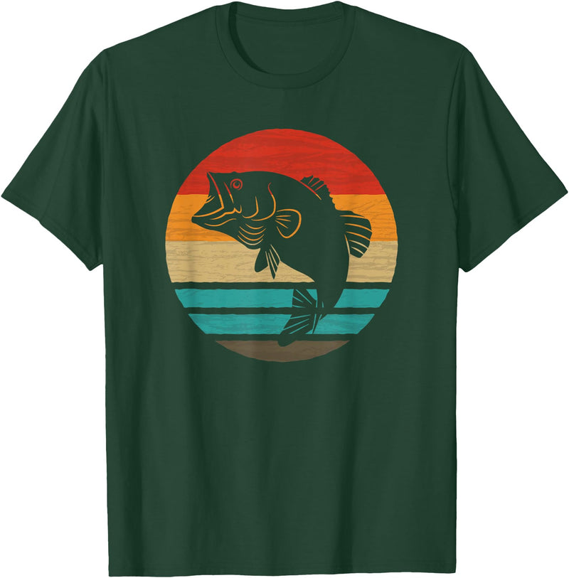 Fishing Accessories & Clothing Gifts Women Men Fish Retro Style Vintage T-Shirt - Dark Green