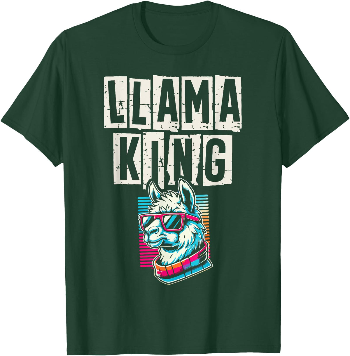 Llama Alpaca Lover Gifts Llama King Llamas Animal Lover T-Shirt - Dark Green