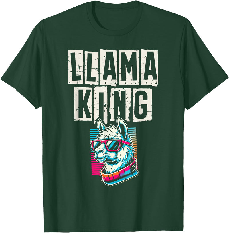 Llama Alpaca Lover Gifts Llama King Llamas Animal Lover T-Shirt - Dark Green
