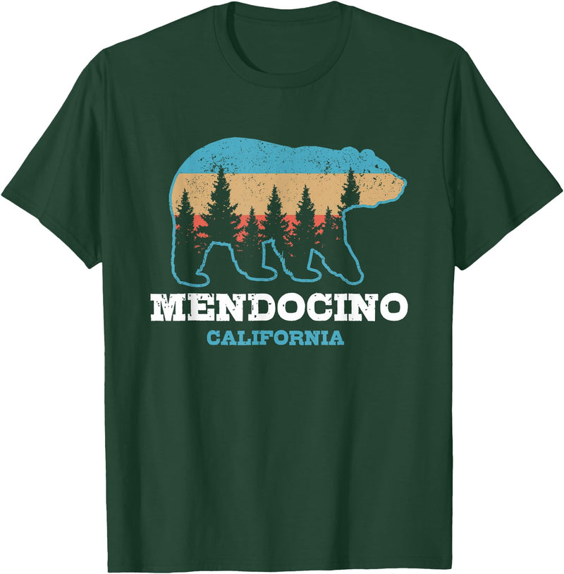 Vintage Mendocino California Souvenirs & Gifts Mendocino Vintage California Grizzly Bear Nature Souvenir T-Shirt - Dark Green