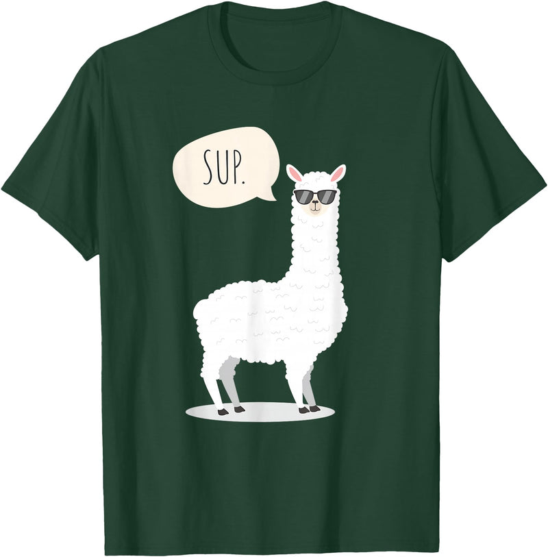 Funny & Cute Llama Gifts by OMG Sup No Drama Llama Alpaca T-Shirt - Dark Green