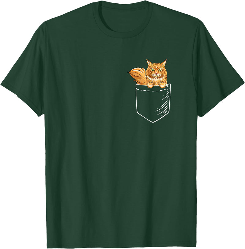 Cute Maine Coon Cat Mom Gifts T Shirts & Hoodies Funny Mens Womens Pocket Orange Maine Coon Cat Lover Owner T-Shirt - Dark