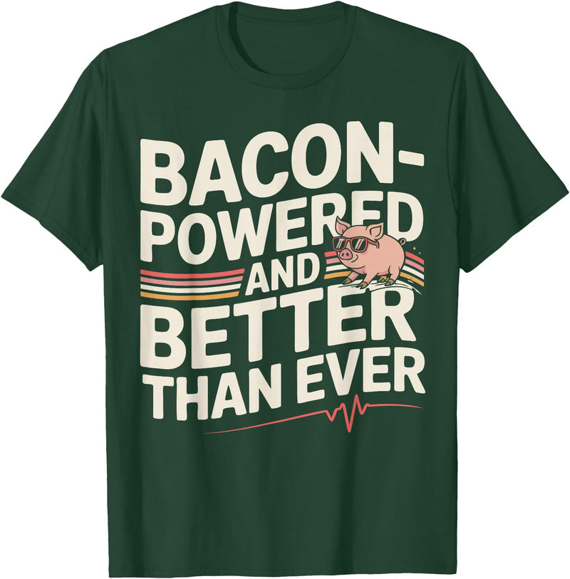Aortic Valve Surgery Gifts & Tees Aortic Pig Valve Surgery Bacon-Powered T-Shirt - Dark Green