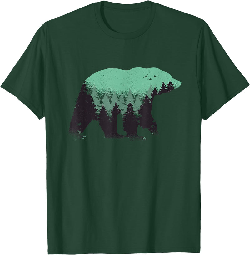 Grizzly Bear - Outdoor Apparel Bear Forest Nature Grizzly Hiking Outdoor Hunting Gift T-Shirt - Dark Green