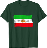 Iran Persia Flag Lion Brush Style Vintage Old Persian Lion Iran T-Shirt - Dark Green