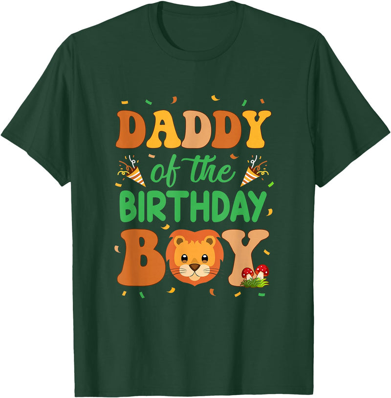Dad Birthday Boy Family Matching Lion Daddy Of The Birthday Boy Lion Family Party Decorations T-Shirt - Dark Green