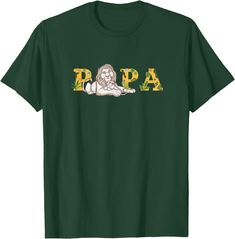Disney The Lion King Papa Father's Day Mufasa & Simba Sketch T-Shirt - Dark Green