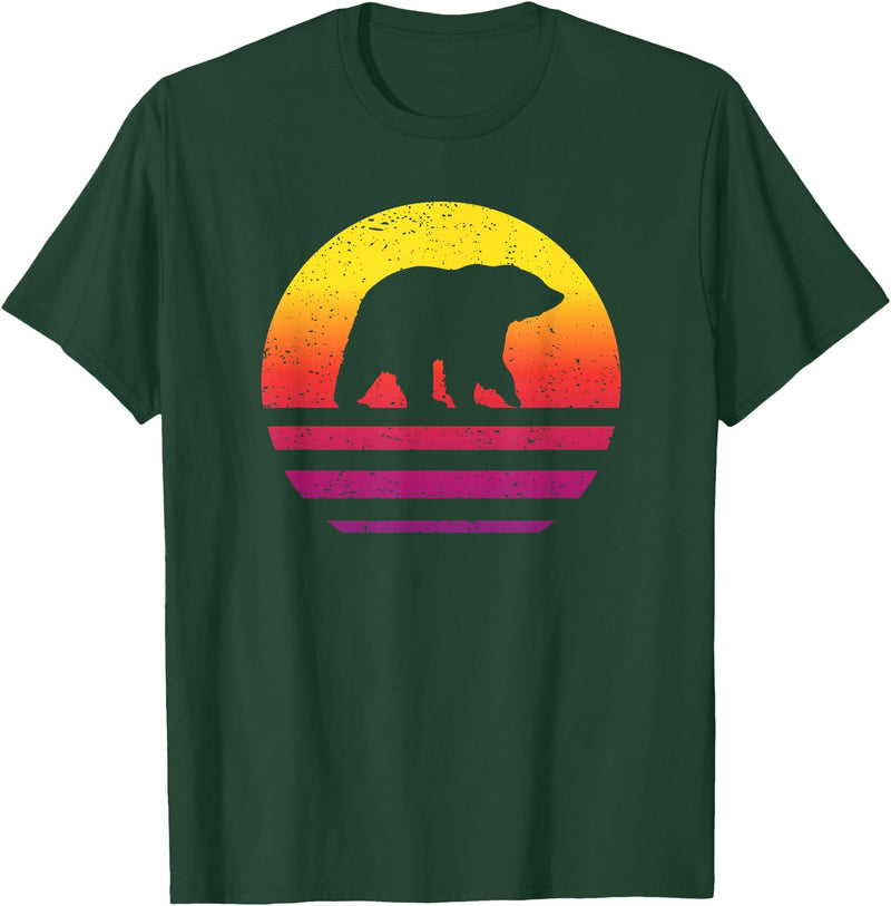 Bear Accessories & Clothing Gifts Women Men Kids Bear Retro Style Vintage T-Shirt - Dark Green