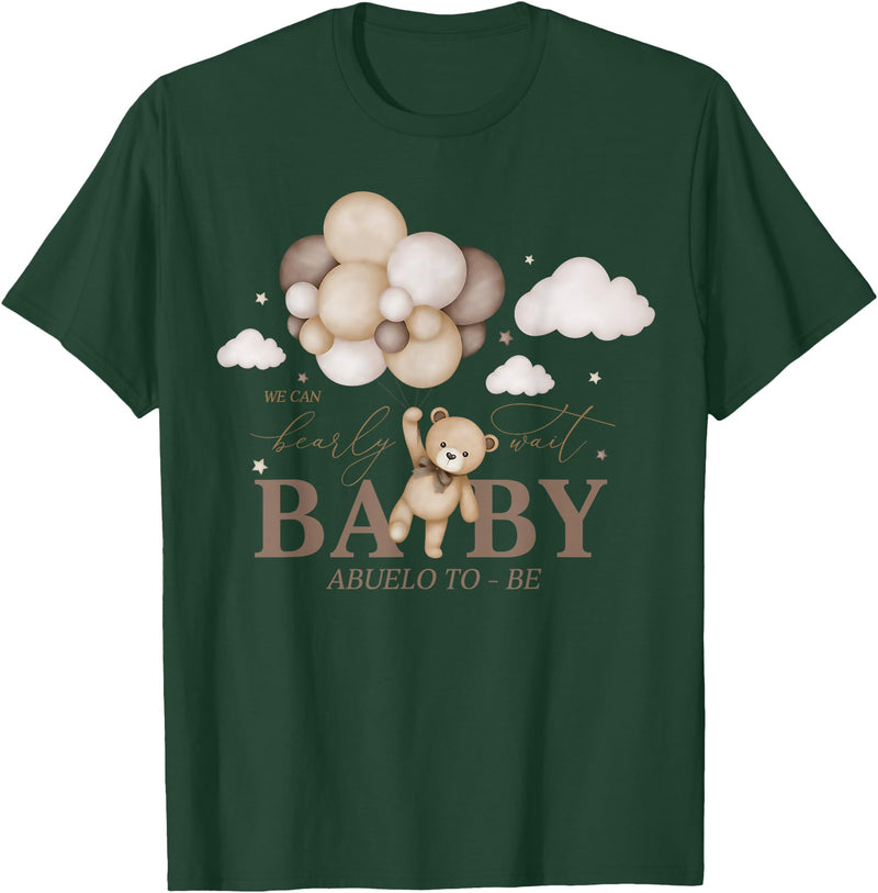 Cute Bearly Wait Baby Shower Bear Matching Family Abuelo We Can Bearly Wait Baby Shower Bear Family Matching T-Shirt - Dark Green