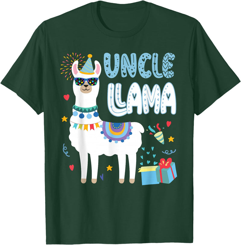 Family Matching Llama Birthday Party Supplies Uncle Llama Uncle Of The Birthday Boy Girl Llama Birthday T-Shirt - Dark Green