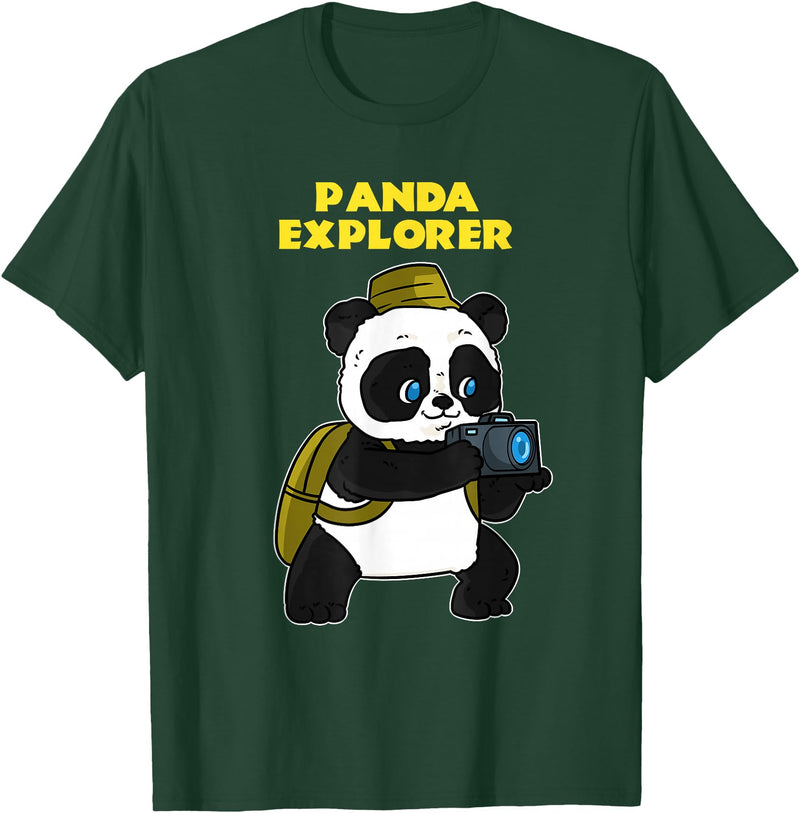 Panda Bear Lovers Clothing Panda Explorer T-Shirt - Dark Green