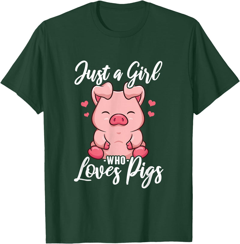 Just A Girl Who Loves Pigs. T-Shirt - Dark Green