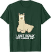 Llama Gifts For Llama Lovers Llama Lover I Just Really Like Llamas, OK Funny Llama T-Shirt - Dark Green