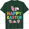 Happy Easter Bunny Rabbit Face Funny Easter Day Women Girls T-Shirt in Dark Green