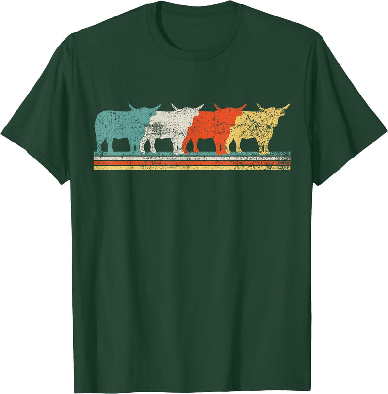 Highland Cow Scottish Vintage T-Shirt - Dark Green