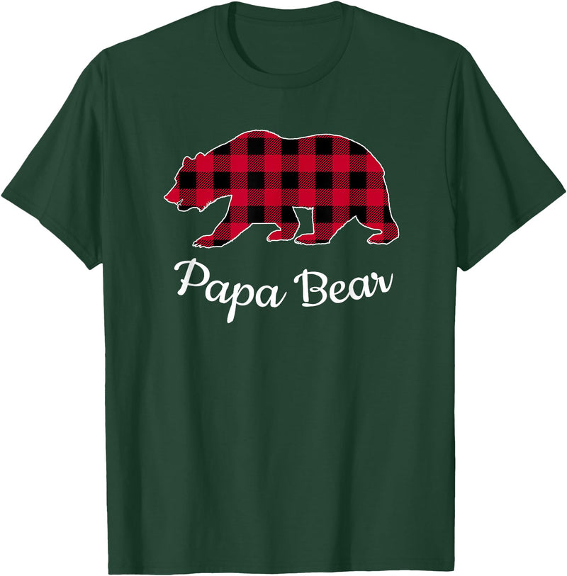 Papa & Mama Bear Outfit Papa Bear Pajama Red Buffalo Plaid T-Shirt - Dark Green