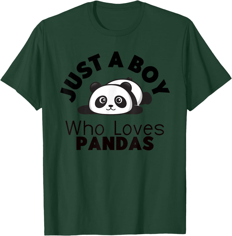 Panda Lover Designs Just A Boy Who Loves Pandas Cute Panda Bear T-Shirt - Dark Green