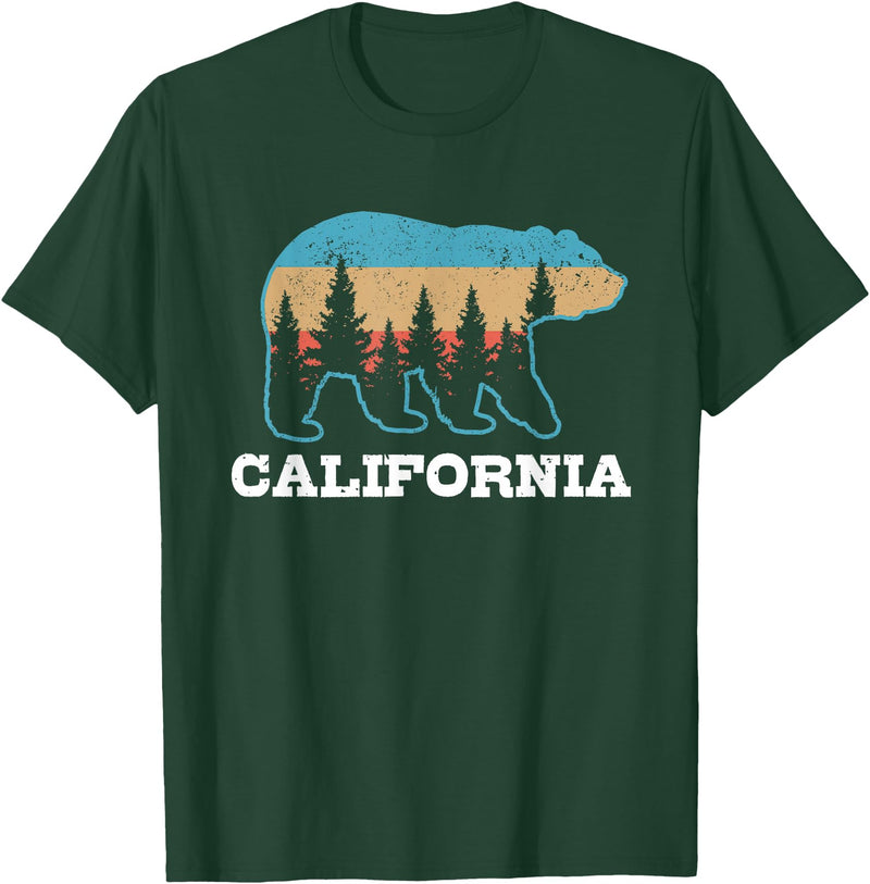 Vintage California Souvenirs & Gifts Vintage California Retro Bear Grizzly Nature Souvenir T-Shirt - Dark Green