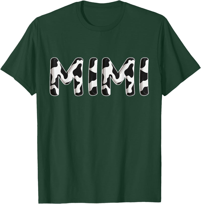 Cow Pattern Print Family Matching Birthday Shirts Cow Mimi Birthday Family Matching Mothers Day Boy Girl Farm T-Shirt - Dark