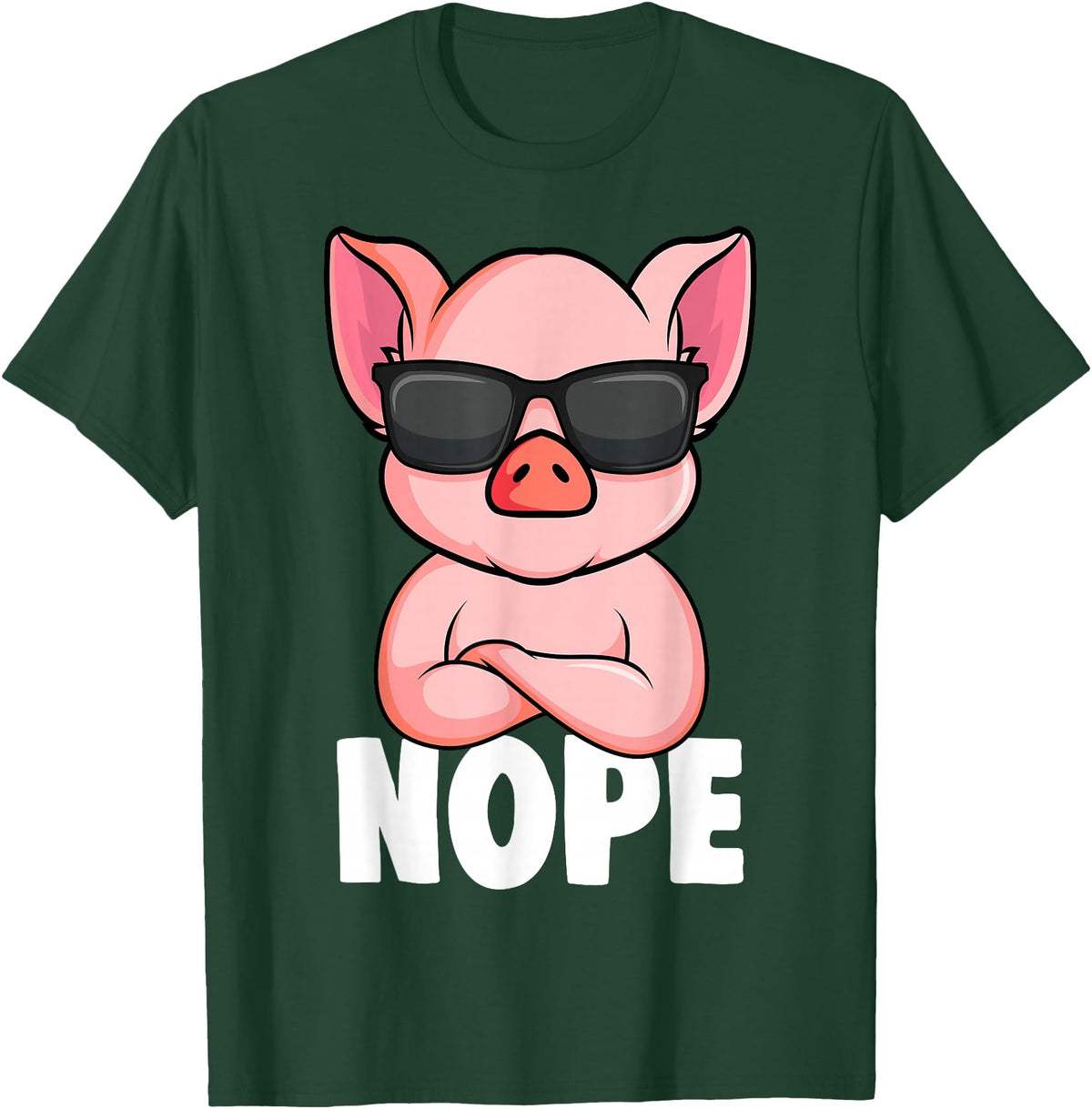 Funny Pig Lover & Owner Gift Ideas Pigs Nope Pig Children Girls Pig T-Shirt - Dark Green