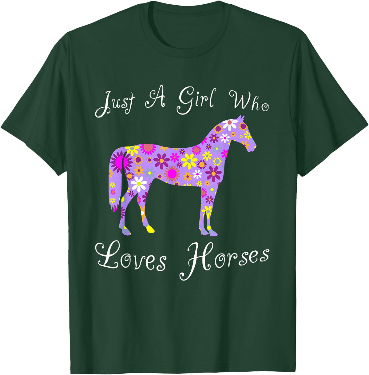 Cartba Horse Co. Fun Cute Just A Girl Who Loves Horses T-Shirt - Dark Green