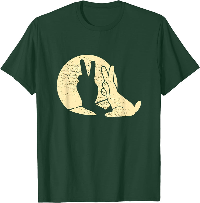 Rabbit Shadow Peace Sign T-Shirt in Dark Green