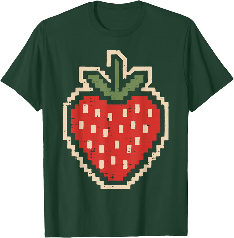 Halloween Shirts For Women Men Kids Boys Girls Halloween Pixel Strawberry 80s Video Game Costume Men Women T-Shirt - Dark