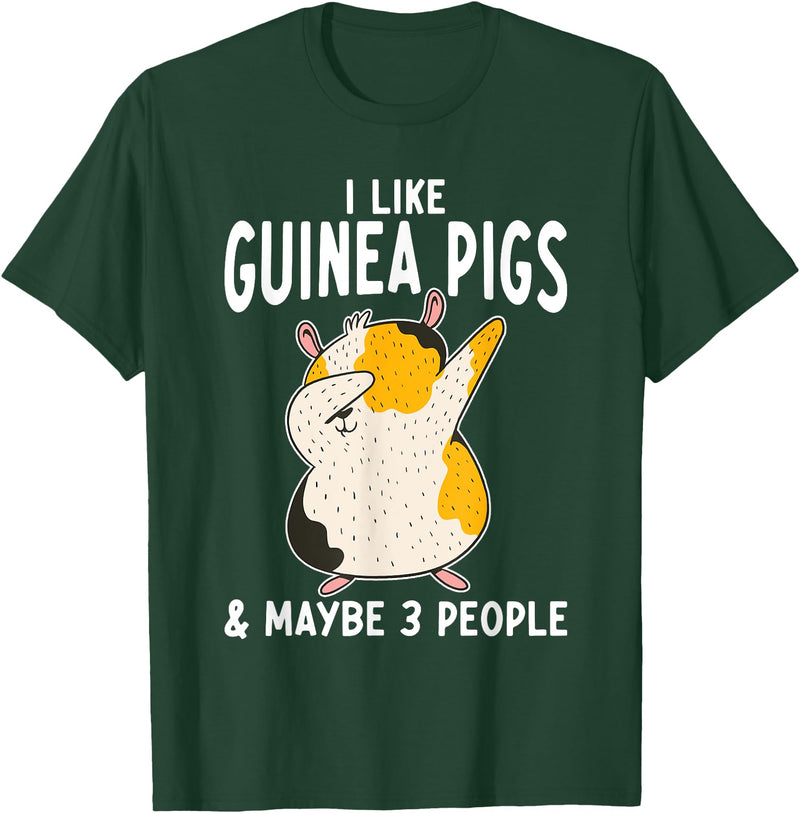 Gift Guinea Pig Owner & Accessories I like Guinea Pigs and maybe 3 People Cute Guinea Pig T-Shirt - Dark Green
