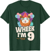 Cute Guinea Pig Lover HD0 Guinea Pig 9th Birthday Wheek I'm 9 T-Shirt - Dark Green