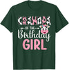 Cow Birthday Shirt For Family Men Women Cow Lover Grandpa Of The Birthday Girl Farm Cow 1 St Birthday Girl T-Shirt - Dark