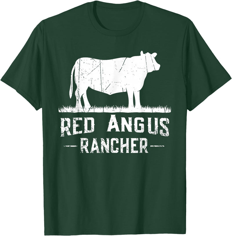 Funny Red Angus Farmer Gift for Cattle Lover Cow Breeder - Red Angus Rancher T-Shirt - Dark Green