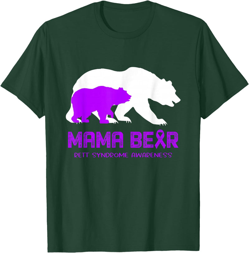 Rett Syndrome Awareness T-Shirt Mama Bear Rett Syndrome Awareness Shirt For Women Men T-Shirt - Dark Green
