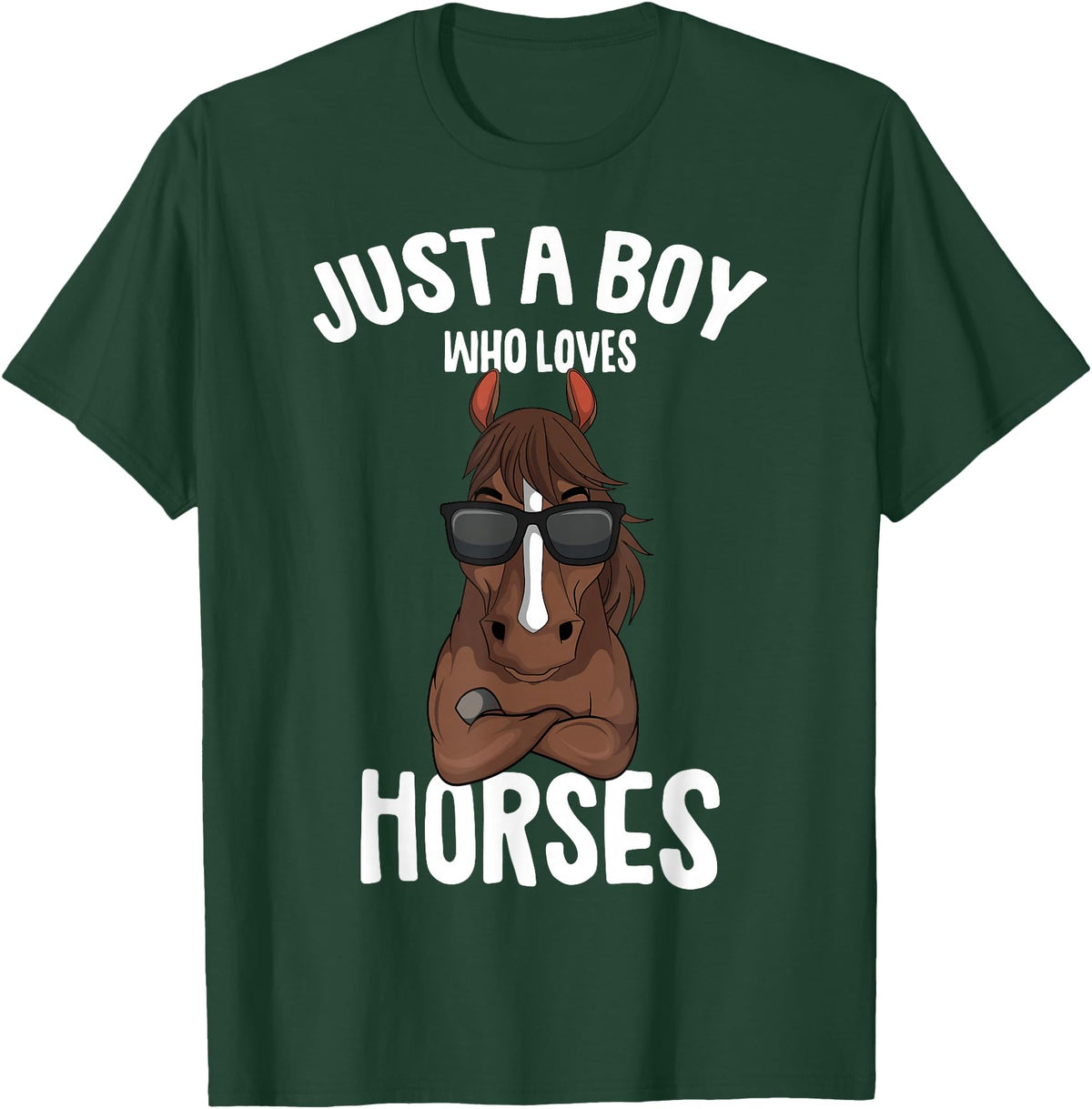 Cute Horse Owner Gifts Just a Boy who Loves Horses Equestrian Horseback Riding Kids T-Shirt - Dark Green